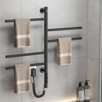 Ymyny – Sèche-serviette électrique noir 660x420mm IPX4 – Acier inoxydable 304 – Température réglable 45-70°C – Écran tactile LED – Pivotant 180°