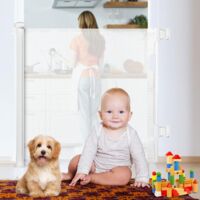 Barrera de seguridad retráctil para bebés, Barrera infantil retráctil de 0-150 cm, Barrera de seguridad infantil adecuada para escaleras, pasillos, interiores y exteriores (Nior)