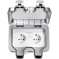 Enchufes impermeables para exteriores, Enchufe eléctrico doble para exteriores IP66, Enchufes de pared impermeables de 2 bandas con cubiertas,