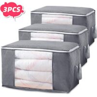 Organizador de bolsas de almacenamiento plegable, cajas de almacenamiento de ropa, bolsa de almacenamiento de ropa impermeable, antimoho, resistente a la humedad con ventana transparente, paquete de 3