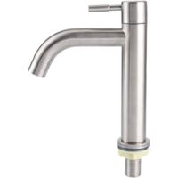 Grifo de fregadero de un solo cilindro de acero inoxidable cepillado, accesorios de baño, hogar, cocina, baño (grifo de agua fría de un solo cilindro)