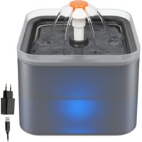 Fuente para gatos, bebedero automático para gatos y perros, fuente de agua ultra silenciosa con filtro de carbón activado y bomba de agua, 2 L, gris
