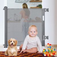 Barrera de Seguridad Retráctil para Bebés, Barrera de Seguridad para Niños Retráctil de 0-150 cm, Barrera de Seguridad para Niños Adecuada para Escaleras, Pasillos, Interiores y Exteriores (Blanco)