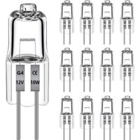 12 Pièces Ampoule Halogène G4 12V 10W, Dimmable 2700K Blanc Chaud, Ampoule G4 Halogène Pour Lustres en Cristal, l'éclairage d'Armoire et Ainsi de Suite