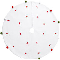 Aiperq Christmas tree skirt 48 inches white red and green embellished Christmas tree skirt suitable for Christmas party home decoration