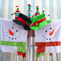 Aiperq 2 Pack Christmas Chair Back Covers for Couples Christmas Snowman Dining Chair Back Covers Protective Covers for Christmas Holiday Parties