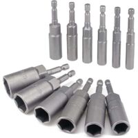 Set di 12 bussole profonde da 6-19 mm, punte per cacciavite con gambo esagonale da 1/4", avvitatore a impulsi a lunga portata, estrattore per bulloni, bussole per utensili elettrici a cambio rapido