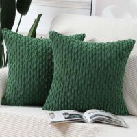 Set di 2 federe per cuscini in velluto a coste a righe Boho, morbide federe decorative per divano, camera da letto, verde 40 x 40 cm