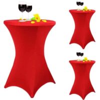 Un ensemble de 3 nappes cocktail carrées extensibles rouges, mesurant 80 x 110 cm, adaptées aux tables hautes, aux tables cocktail rondes, aux tables de banquet, aux mariages et aux cocktails (rouge).