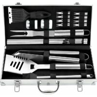 Ensemble d'outils pour barbecue - Ensemble de 20 outils en acier inoxydable avec boîte de rangement en aluminium - Convient pour le camping, les voyages et le jardinage - Un cadeau pour hommes et femm