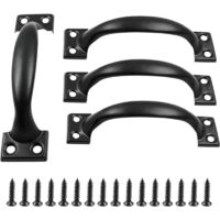 Lot de 4 poignées de porte de grange vintage de 138 mm, poignées de porte de tiroir de meuble en métal - Noir