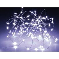 Guirlande lumineuse extérieure 40 LED fil argenté 2,05 m, lumière blanche froide, piles AA, IP20