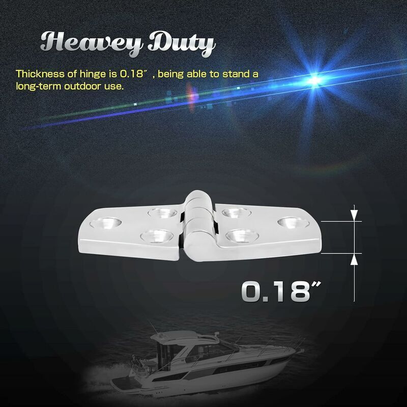 Marine Monture Charnières de Porte Acier Inoxydable Charnière de Bateau de Trappe Matériel À toute épreuve Charnière de bateau Plateforme Cabinet SUS 316 2pcs 38 mm x 76 mm - Argent - 5