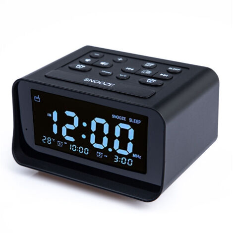 Ulisem Radio-réveil numérique avec double chargeur USB pour chambre à coucher, volume et luminosité réglables (noir) (1/4)