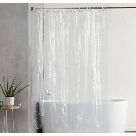 Ulisem Doublure de rideau de douche, 180 x 200 cm – Rideau de douche transparent imperméable, 12 œillets antirouille pour salle de bain et douche (1/4)