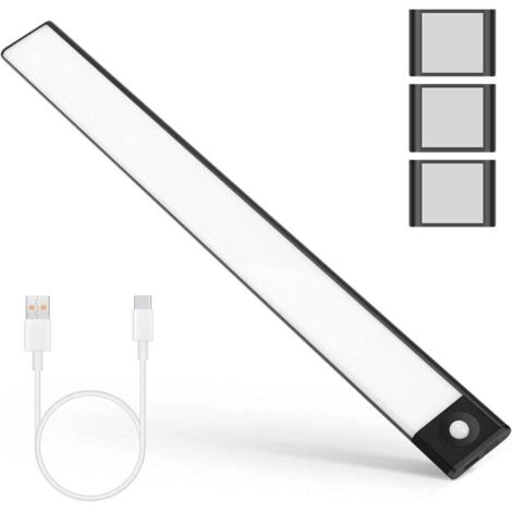 UlisemLampe de Placard 72 LEDs,Réglette LED Sans Fil,Veilleuse à Induction Rechargeable USB,Lumière d'Armoire Eclairage Placard Détecteur de Mouvement Pour Chevet Cuisine Etagères Armoires Couloir Esc (1/4)