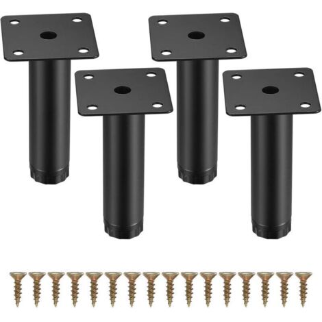 Ulisem4 Pièces Pieds de Meuble, 10 cm/4 Pouces Pieds de Meubles Réglables, Pieds de Support en Fixation en Métal pour (1/4)