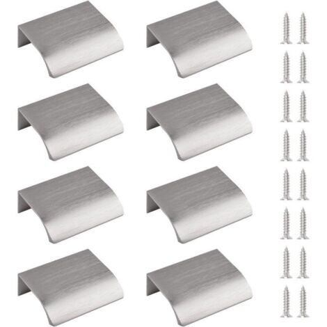 UlisemFinger side pull, 8 pièces poignée cachée style moderne poignée de tiroir, poignée invisible en alliage d'aluminium armoire matériel tiroir armoire poignée, 50mm / Nickel brossé