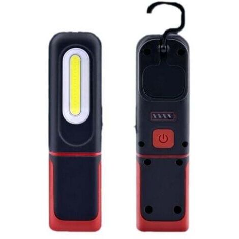 UlisemLampe de travail LED rechargeable, lampe d'inspection 2 en 1, rotation à 360 degrés et lampe de poche LED Cob 3 W avec base magnétique et crochet (1/4)