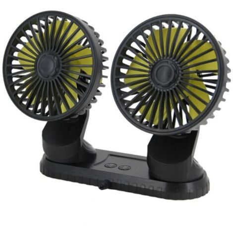 UlisemVentilateur de voiture d'été 10W, alimenté par USB, multi-angle rotatif, double tête, 3 vitesses, ABS, accessoires de refroidissement de voiture (1/4)