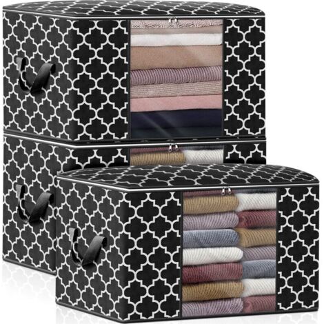 UlisemSacs de rangement 100 L, lot de 3 grands conteneurs de rangement pour couvertures, vêtements et literie, confortables (1/4)
