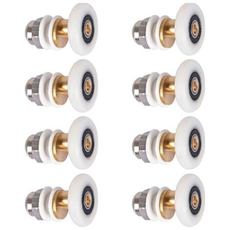 UlisemPorte de Douche - Rouleau Roulette Roue pour Porte de Douche Roulettes Coulissantes Porte Roue de Remplacement pour Rouleau 8 pièces 25mm (1/4)