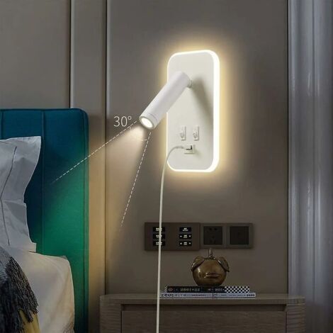 Ulisem Applique murale LED, liseuse de chevet avec interrupteur, port de charge USB, éclairage d'am (1/5)