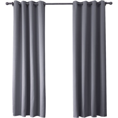 UlisemRideau Salon Occultant Isolant Thermique Rideaux à Oeillets Solid Lourd Décoration de Fenêtre pour Chambre, Bloquer Lumineux & Froid Prêt à Poser, L 132 x H 160 cm, Gris, 2 Panneau (1/4)