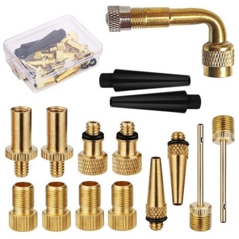 UlisemPompe à vélo en laiton – Kit d'valve pour vélo – Adaptateurs pompe à vélo, aiguille pompe à ballon, buse gonflage, accessoires pompe à air pour compresseur d'air (1/4)