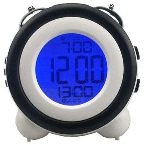 UlisemRéveil Intelligent, Lampe de Chevet en métal à Double Cloche, veilleuse avec capteur Intelligent, réveil électronique, Horloge Lumineuse pour Enfant (Noir) (1/4)