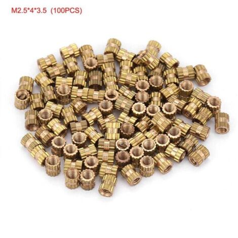 UlisemÉcrous cylindriques moletés ronds moulés en laiton M2.5 (M2.543.5 100 pièces)