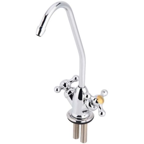 UlisemRobinet de cuisine à double tête en alliage de zinc 1/4'', filtre à eau potable à osmose inverse chromé RO (1/4)