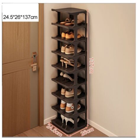 UlisemÉtagère à chaussures à 9 niveaux pour un rangement peu encombrant dans le couloir et la chambre - Empilable et élégante en noir (1/4)