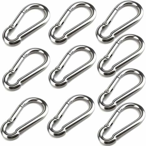 Ulisem10 Mousquetons De 40 Mm X 4 Mm, Mousqueton En Acier Inoxydable 304 Avec Mousqueton, Capacité De Charge Jusqu'À Environ 80 Kg. (1/4)