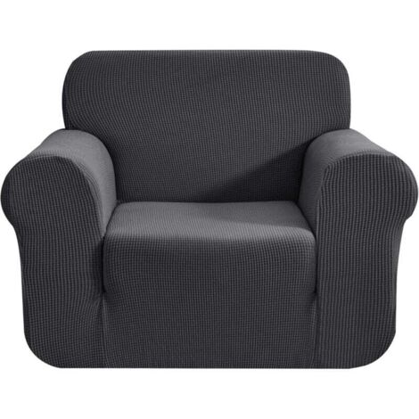 Ulisem1 Pièce Housse de Canapé avec Accoudoirs Jacquard Extensible, Housse de Fauteuil Protecteur Canapé Revêtement de Canapé Salon Décor (1 Place, Gris) (1/4)