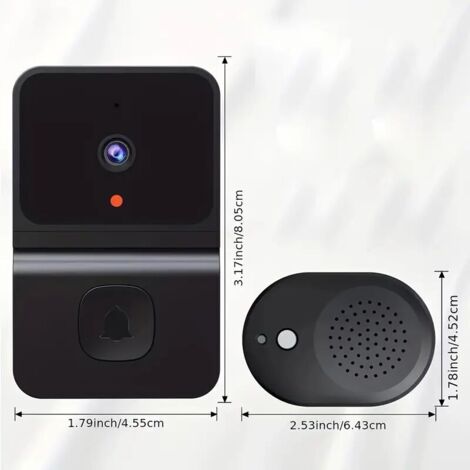 Ulisem1 sonnette intelligente WiFi avec batterie intégrée – Caméra de sécurité sans fil avec audio bidirectionnel, prend en charge le WiFi 2,4 G pour la sécurité à domicile Design élégant en noir (1/4)