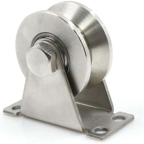 UlisemRoues en Acier avec Rainure en V, Poulie de Levage, Poulies pour Cordes en Acier, Poulie Inox Poulie, Roulette à Rainure en V, Diamètre de la Poulie 48mm, Capacité de Poids 150kg (1/4)