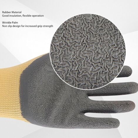 Gants Isolants Professionnels Pour électricien 400V - Paume En Caoutchouc Antidérapante, Protection Contre Les Chocs électriques. Taille ~25x13cm, Couleur Jaune, Poids 60g.