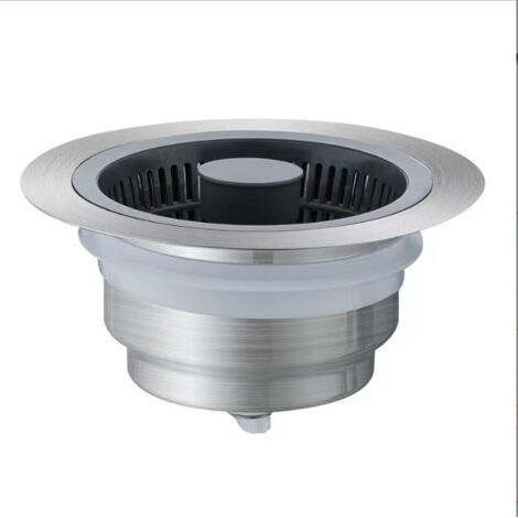 Évier de cuisine Passoire et bouchon Combo en acier Universel 3 en 1 Coquille en acier inoxydable avec Passoire Anti-colmatage,pour un trou d'évier de 78-81m (1/4)