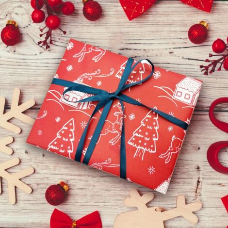 Rouleau De Papier Cadeau De Noël – 43 Cm X 15 M, Blanc, Rouge