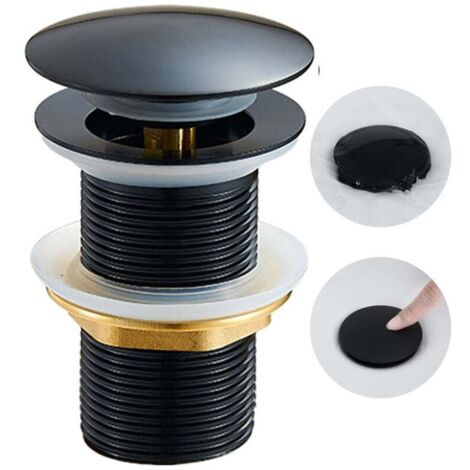 Bonde Lavabo sans Trop Plein, Bonde Lavabo Salle de Bain , Universelle Standard-G 1 ¼, Finition Noir Mat (1/4)