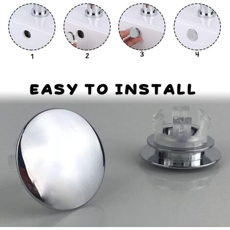 2 Bouchons Pour Trou De Trop-plein Lavabo - Diamètre 30 Mm, Noir, étanches, Pour évier, Baignoire, Cuisine - 8