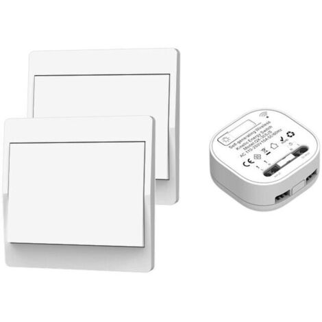 Interrupteur sans Fil, sans Pile, télécommande Murale Va et Vient, Interrupteur Mural Auto alimenté, sans câblage, émetteur pour Panneau Mural (kit à 2 Voies), intérieur extérieur étanche (1/4)