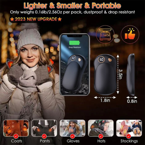 Chauffe-mains Rechargeable 2 En 1 Magnétique - 3000mAh, 3 Niveaux De Chaleur, USB-C - Idéal Golf, Ski