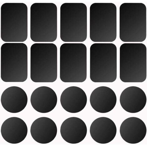 Plaque métallique adhésive 3M, ensemble de 10 plaques métalliques auto-adhésives pour aimants de téléphone/supports magnétiques pour téléphone portable pour voiture S-07 (10 noir) (1/4)