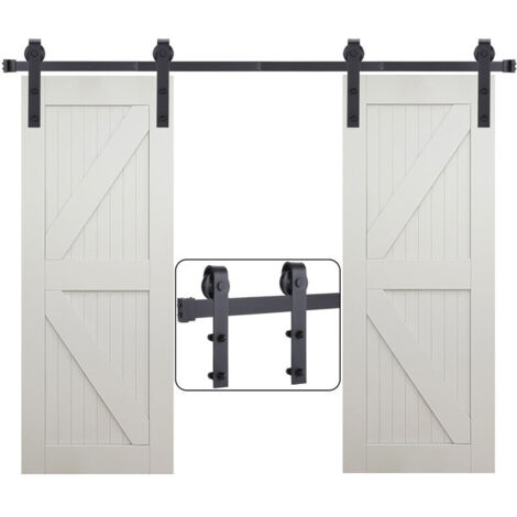 Ulisem 352cm Sliding Door Hardware Kit - Double Barn Door Hanging Set for Bedroom/Garage (1/5)