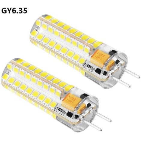 Ampoule LED GY6.35, G6.35 LED 12V, lampe halogène de remplacement 7W 50W, blanc pur 6000K, angle de faisceau de 360°, pour éclairage d'armoire, non dimmable (2 pièces)