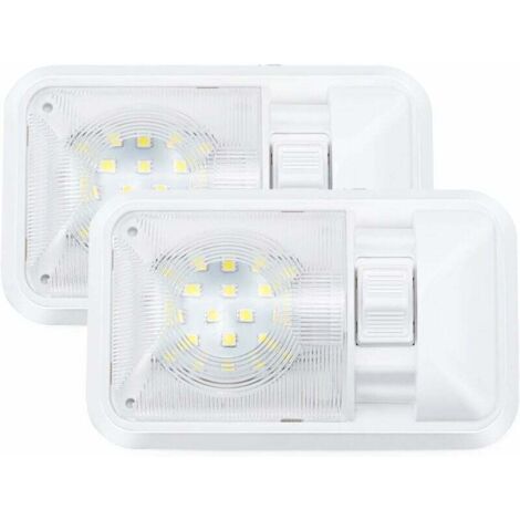 Ulisem 12 V plafonnier LED RV 280 lm, lampe de toit éclairage intérieur pour remorque, camping-car avec interrupteur (Lot de 2) 1 (1/5)