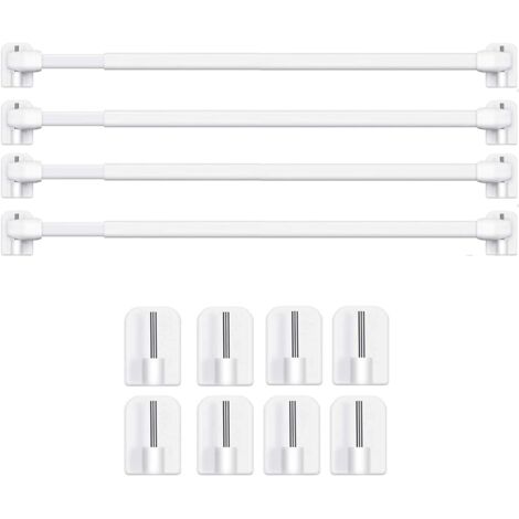 Ulisem – Barres extensibles pour tringle à rideau adhésive – Installation sans perçage – Lot de 4 – Longueur 40-60cm – Plastique de qualité - 4PCS-40-60CM