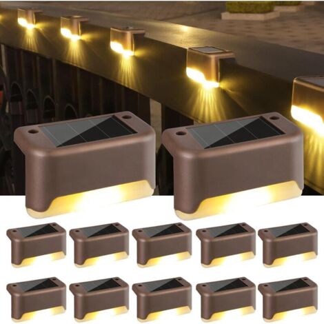 Lampe Solaire Exterieur Jardin, Lot de 12 LED Lumières Solaires Escalier Exterieures Lampes de Clôture Étanche Décoration pour Marches Cour Terrasse Chemin Patio Pelouse Allée, (1/4)